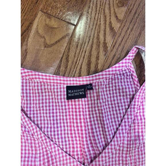 Madison Mathews Red Checkered Knee-Length Sleeveless Dress Medium Classic Spring - Picture 2 of 5
